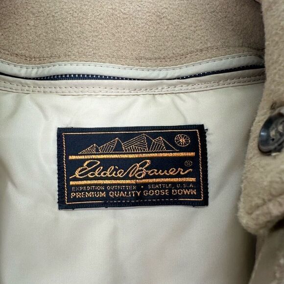 Eddie Bauer Women’s Vintage Goose Down Zip Out Lining Tan Wool Collar Trench Coa - Picture 4 of 16